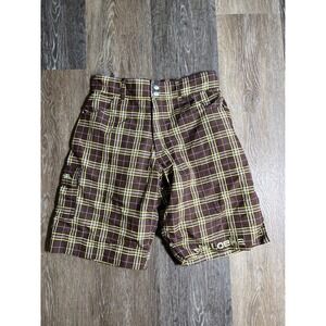 Loeka swim trunks Shorts Mens XS Brown Plaid Excellent MTB Cargo